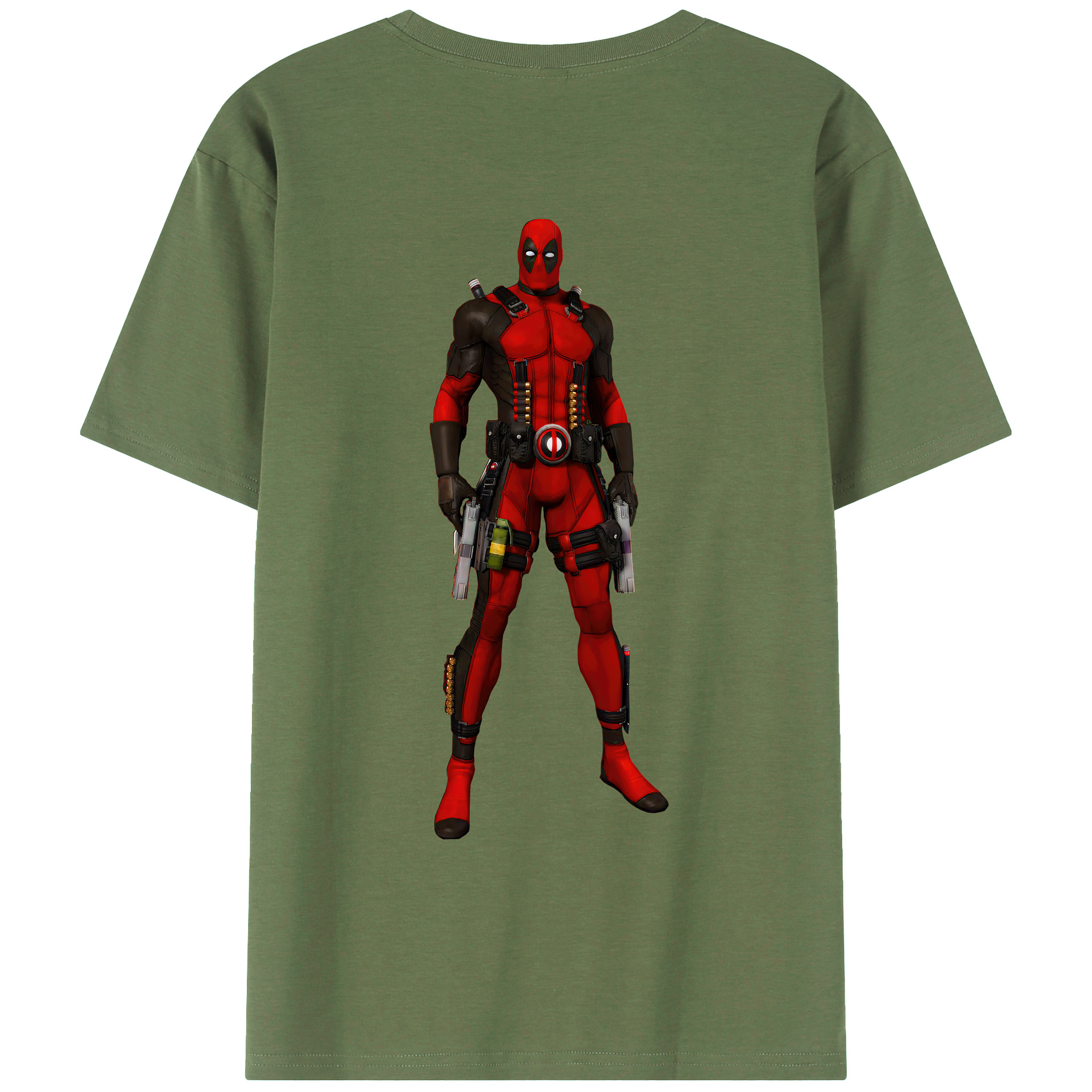 （画像用） Deadpool デッドプール 綿100％ メンズ半袖Tシャツ（バックプリント） 通気性